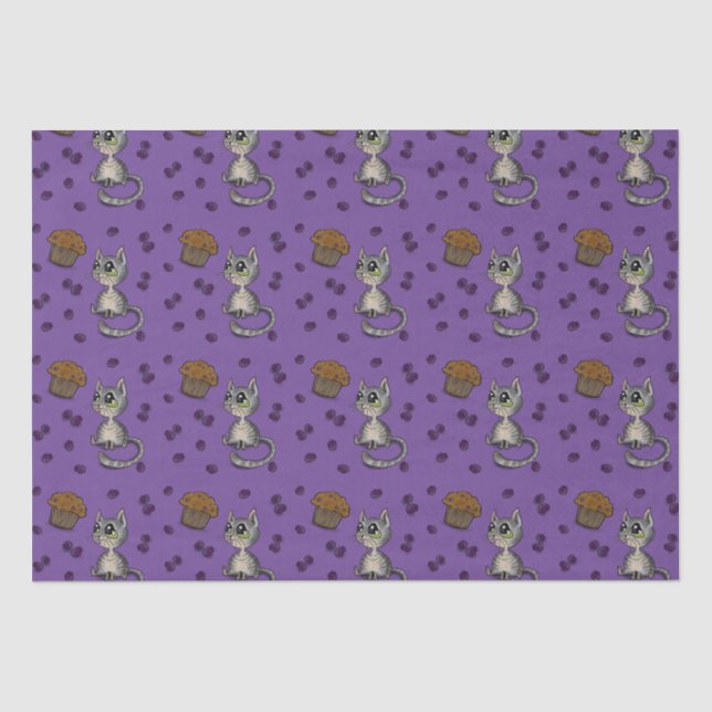 Blueberry Muffin Bloop Cat Pattern  Tissue Paper (Front)