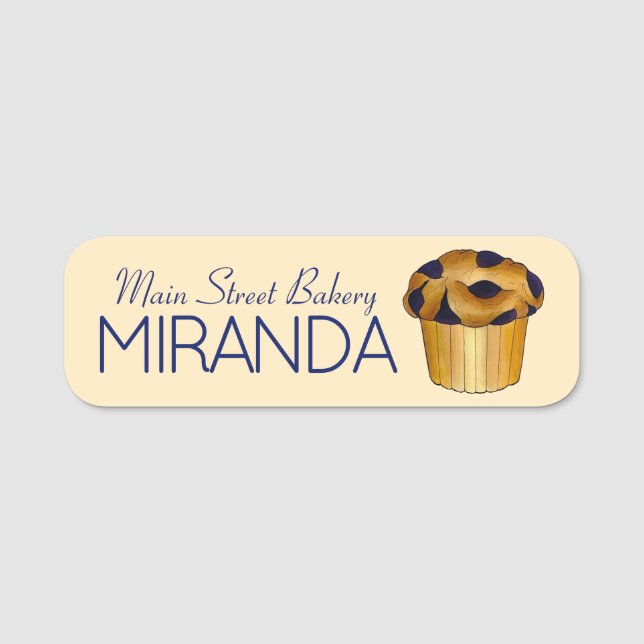 Blueberry Muffin Pastry Breakfast Brunch Bakery Name Tag (Front)