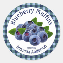Blueberry Muffins Plaid 3" Circle Food Label