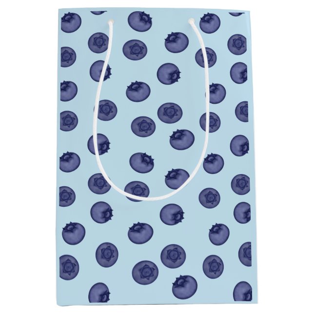 Blueberry natural. Ripe tasty blueberries on blue Medium Gift Bag (Front)