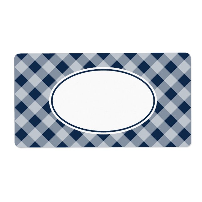 Blueberry Navy Gingham Kitchen Gift Tag Labels (Front)