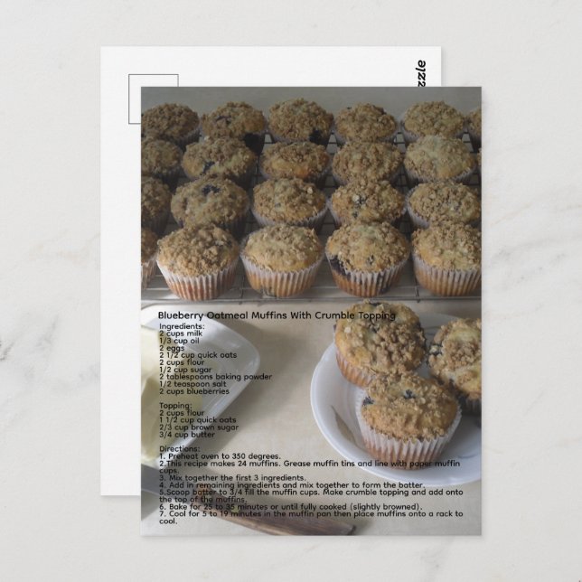 Blueberry Oatmeal Muffins Postcard (Front/Back)