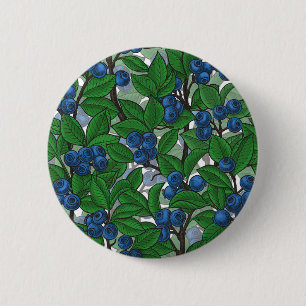 Blueberry on white 6 cm round badge