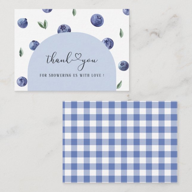 Blueberry One Birthday Boy Thank you Baby shower Card (Front/Back)