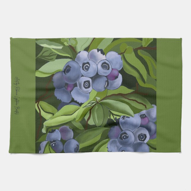 Blueberry painting kitchen towel (Horizontal)