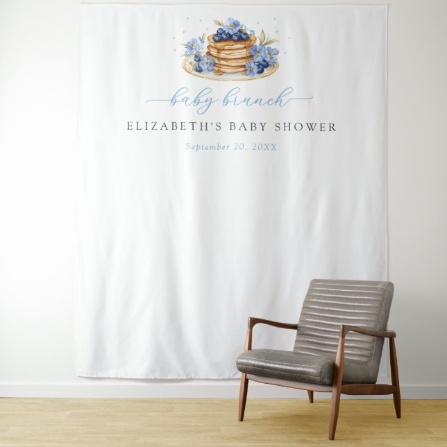 Blueberry Pancake Baby Brunch Baby Shower Backdrop Tapestry (In Situ)