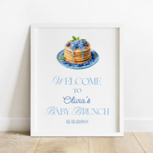 Blueberry Pancake Baby Brunch Baby Shower Welcome Poster