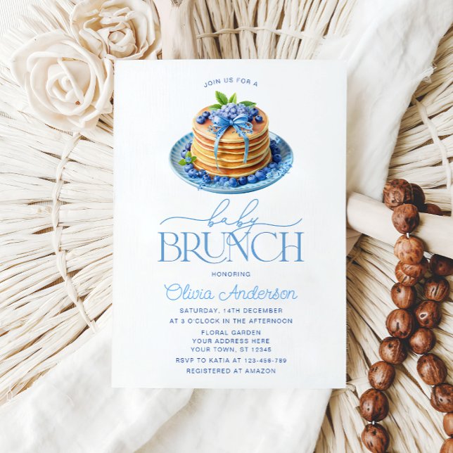 Blueberry Pancake Boy Baby Brunch Baby Shower Invitation (Creator Uploaded)