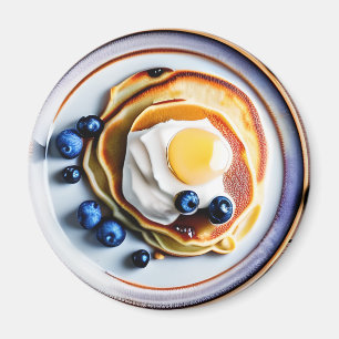 Blueberry Pancakes and Fried Eggs Food Magnet