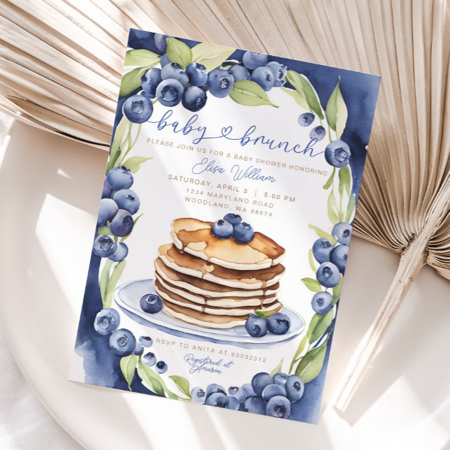 Blueberry Pancakes Baby Brunch Baby Shower  Invitation (Creator Uploaded)