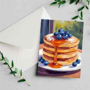 Blueberry Pancakes   Oil Painting Card