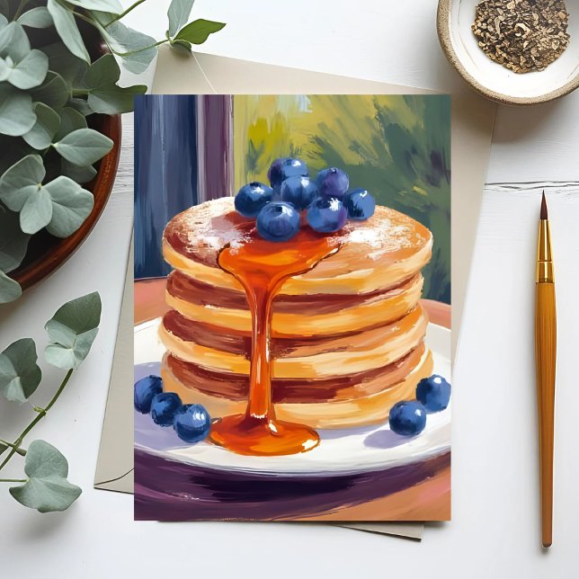 Blueberry Pancakes | Oil Painting Postcard (Creator Uploaded)