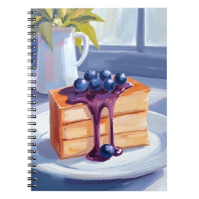 Blueberry Pastry Dessert Cake Watercolor Notebook (Front)