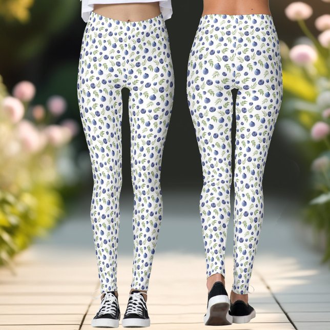 Blueberry Pattern Berries Summer Leggings (Blueberry Pattern Berries Summer Leggings)