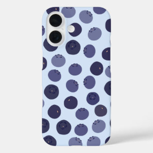 Blueberry Pattern iPhone 16 Case