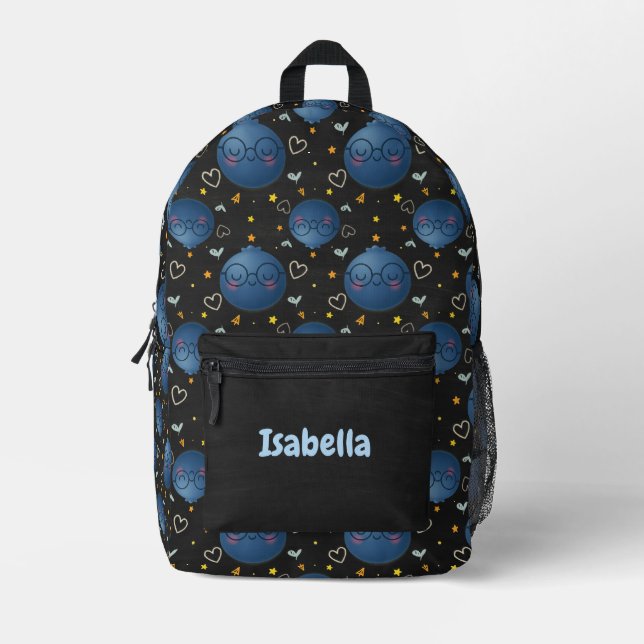 Blueberry Pattern Chalkboard Kids Backpack (Front)