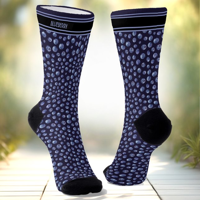 Blueberry Pattern Personalised Name Blue Socks (Blueberry Pattern Personalized Name Blue Socks)