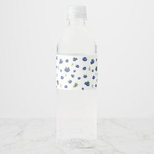 Blueberry Pattern Water Bottle Label