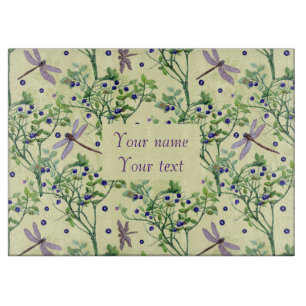 Blueberry pattern with dragonflies cutting board