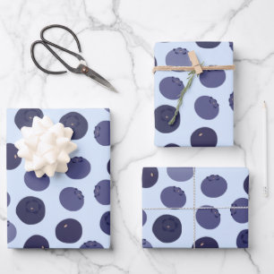 Blueberry Pattern Wrapping Paper Sheet