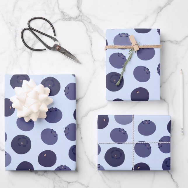 Blueberry Pattern Wrapping Paper Sheet (Front)
