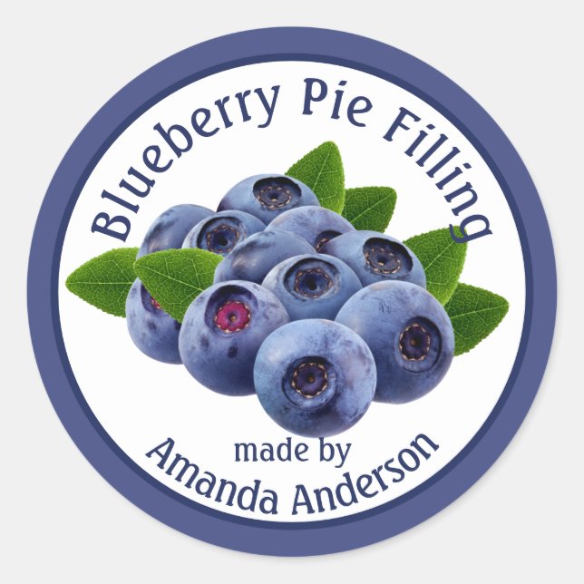 Blueberry Pie Filling 1/5" Circle Food Label (Front)