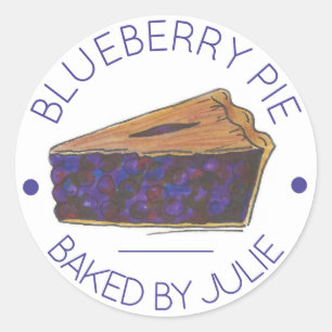 Blueberry Pie Slice Baked By Homemade with Love Classic Round Sticker