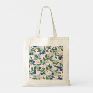 Blueberry & Pink Floral Botanical Pattern Tote Bag