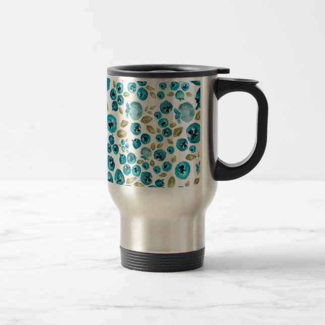 Blueberry Print Travel Mug w/Handle (Right)