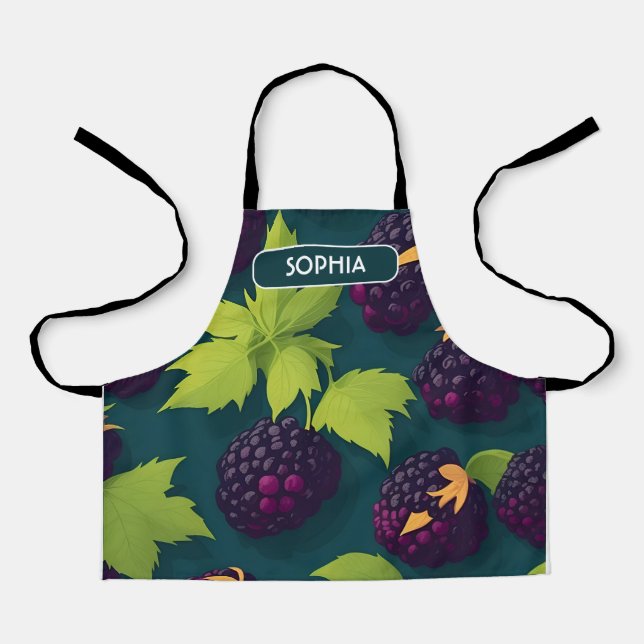 Blueberry Retro Colourful Personalised Pattern Apron (Front)