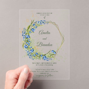 Blueberry Rustic Wedding Acrylic Invitation