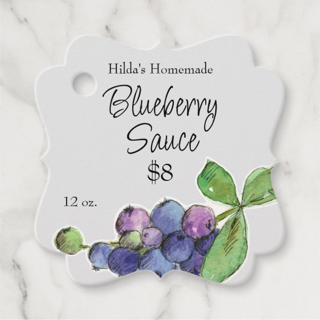 Blueberry Sauce Homemade Fruit Canning Jar Tag (Front)