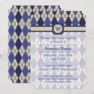 Blueberry Scone Argyle Party Invitation