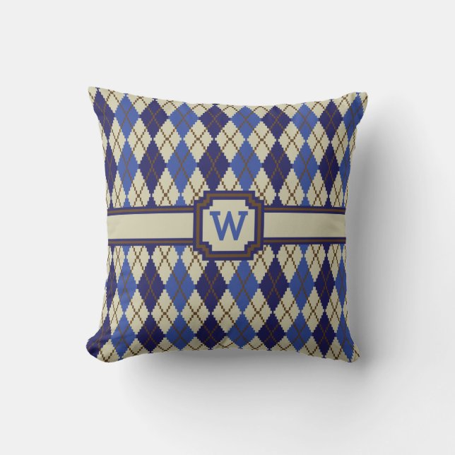 Blueberry Scone Argyle Pillow (Front)