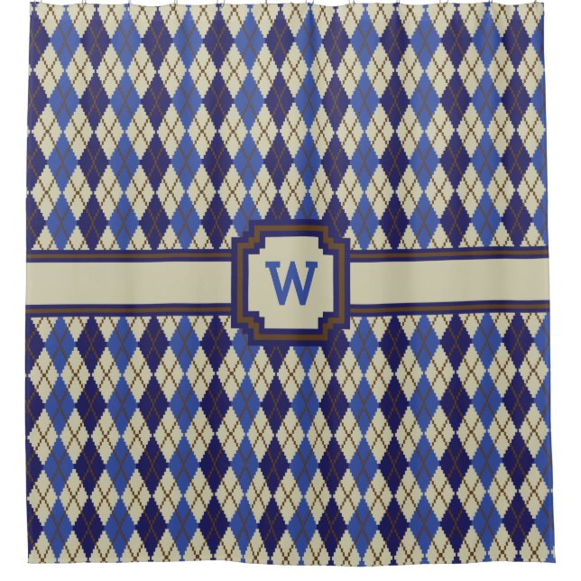Blueberry Scone Argyle Shower Curtain (Front)