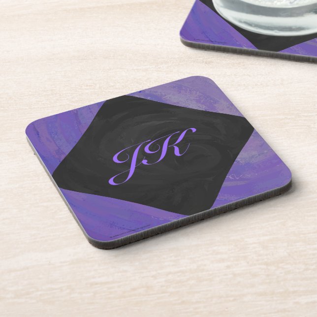 Blueberry Smear and Black Monogram Coaster (Left Side)