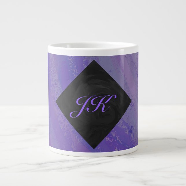 Blueberry Smear and Black Monogram Large Coffee Mug (Front)