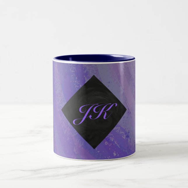 Blueberry Smear and Black Monogram Two-Tone Coffee Mug (Center)