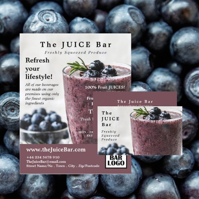 Blueberry Smoothie, Juice Bar Business Card (Creator Uploaded)
