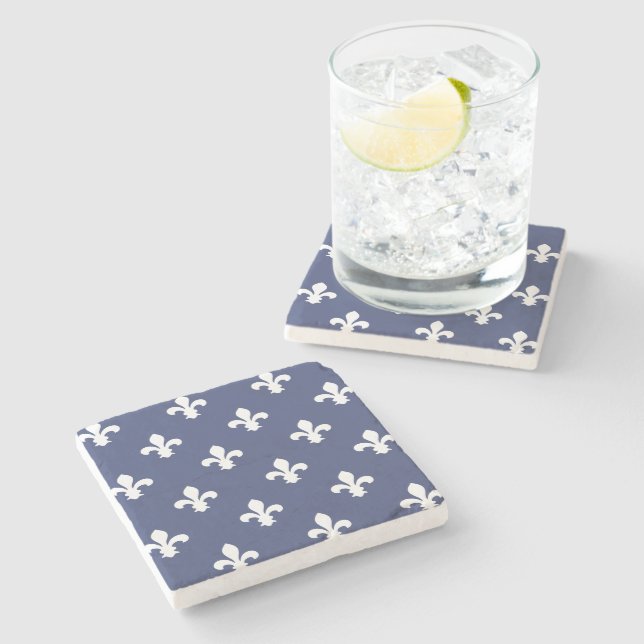 Blueberry Southern Cottage Fleur de Lys Stone Coaster (Side)