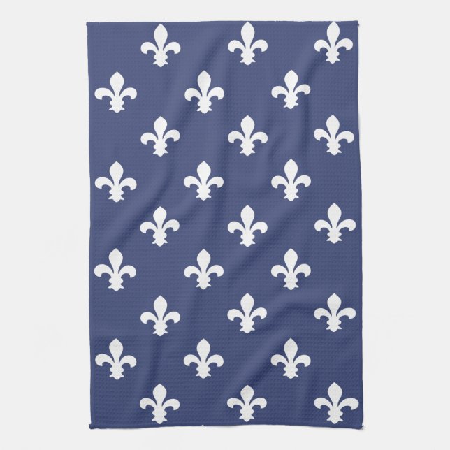 Blueberry Southern Cottage Fleur de Lys Tea Towel (Vertical)