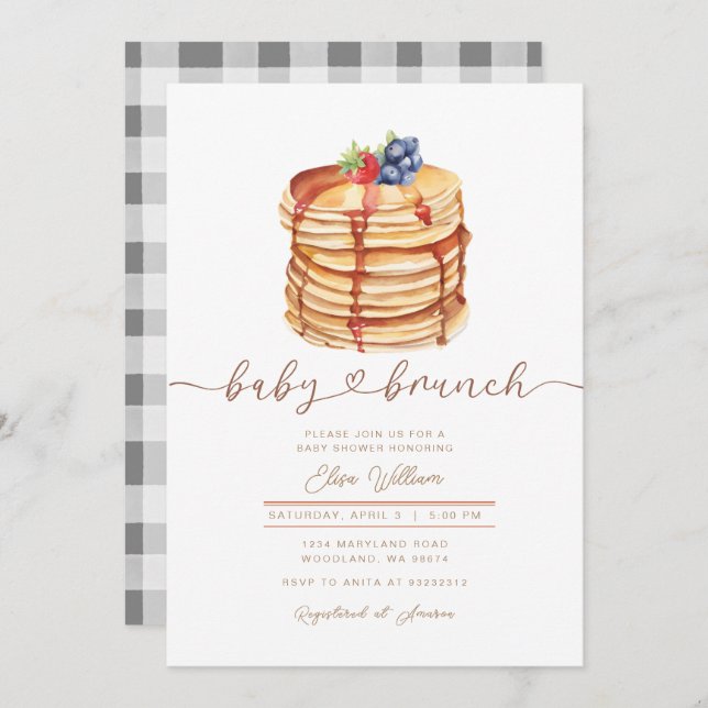 Blueberry Strawberry Baby Brunch Baby Shower  Invitation (Front/Back)