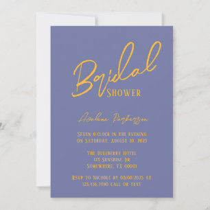 Blueberry Sunshine Typography Bridal Shower Invitation
