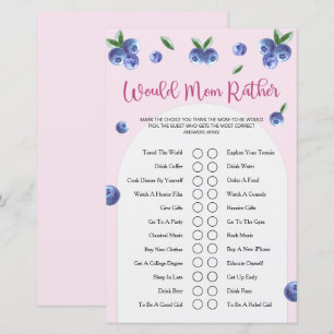 Blueberry Sweet Watercolor Girl Baby Shower Game
