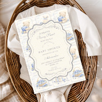Blueberry Teddy Garden Toile Baby Shower