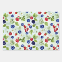 Blueberry Theme Assorted WrappingPaper Flat Sheets