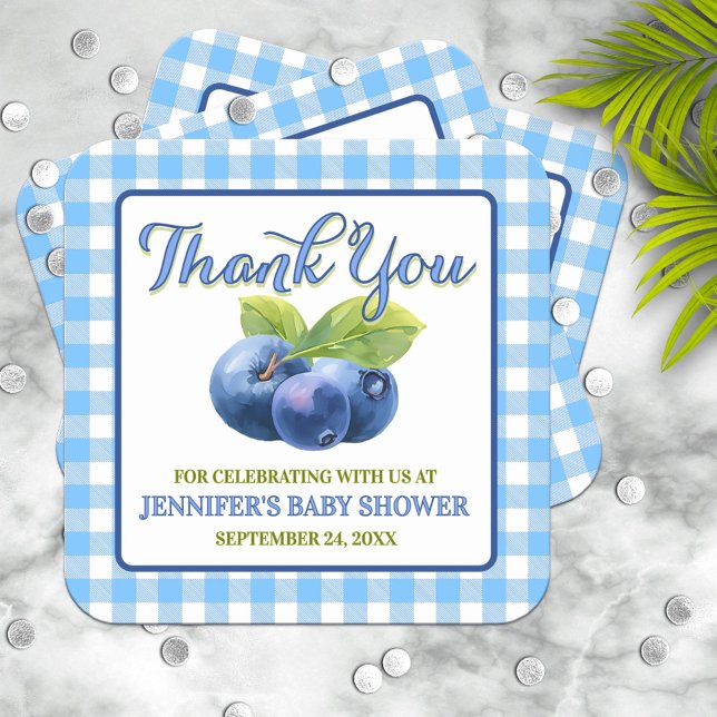 Blueberry Theme Baby Shower Thank You Square Sticker (Creator Uploaded)