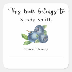 Blueberry - This book belongs to Square Sticker