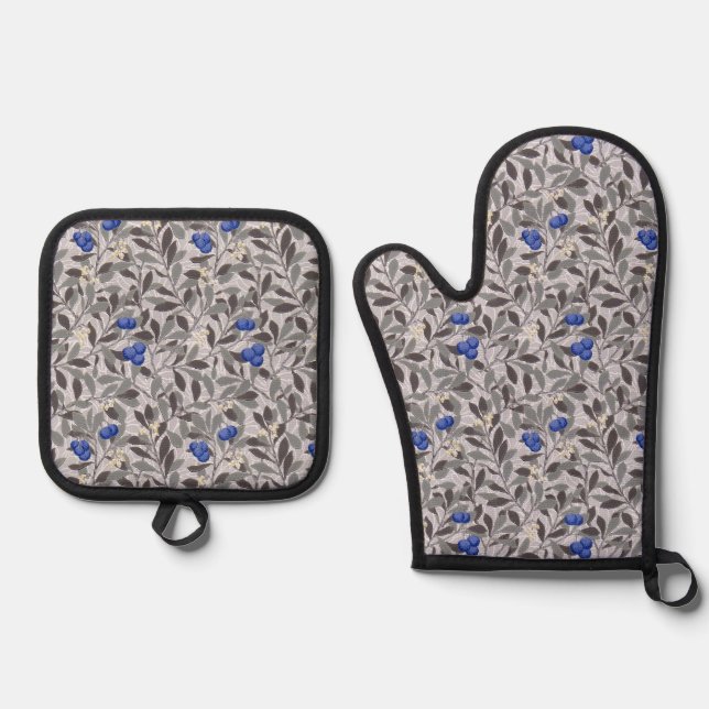 Blueberry Tree, William Morris Oven Mitt & Pot Holder Set (Front)