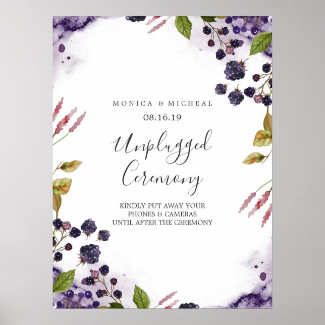Blueberry | Unplugged Wedding Ceremony Sign (Front)